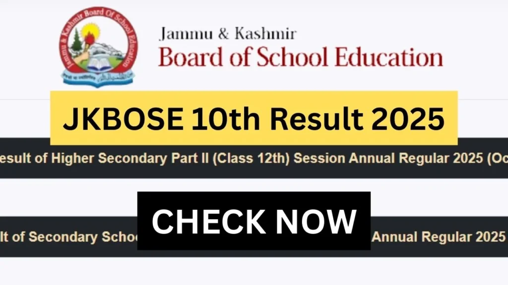 JKBOSE 10th Result 2025 > Roll Number & Registration-Based Result Access with Online Marks card